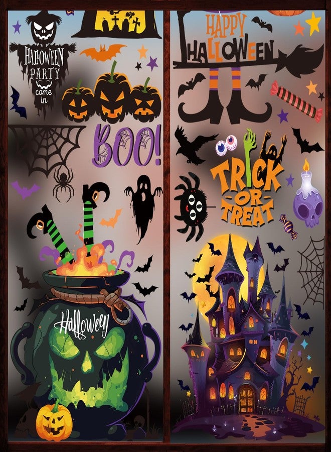 FCZon Star 9 Sheets Halloween Window Clings Decals for Party Decoration, Reusable Double Side Halloween Window Stickers, Indoor & Outdoor Home Decor,Ghosts, Pumpkins, Bats and Other Elements - Image 1
